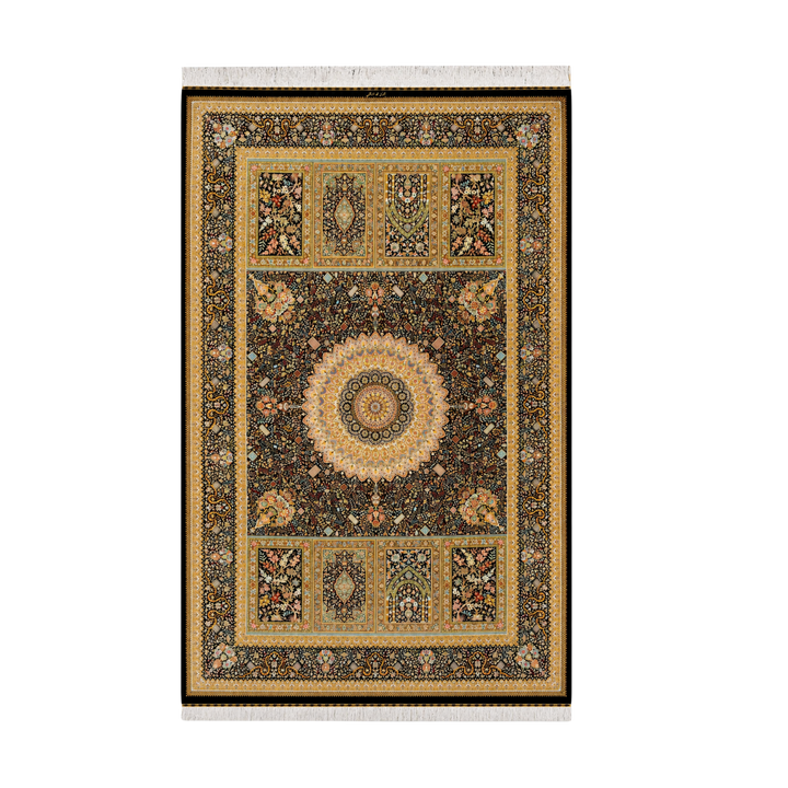 سجادة فارسية حريرية مصنوعة يدويًا Kheshti Modern، بلون بني داكن، 310 × 200 cm