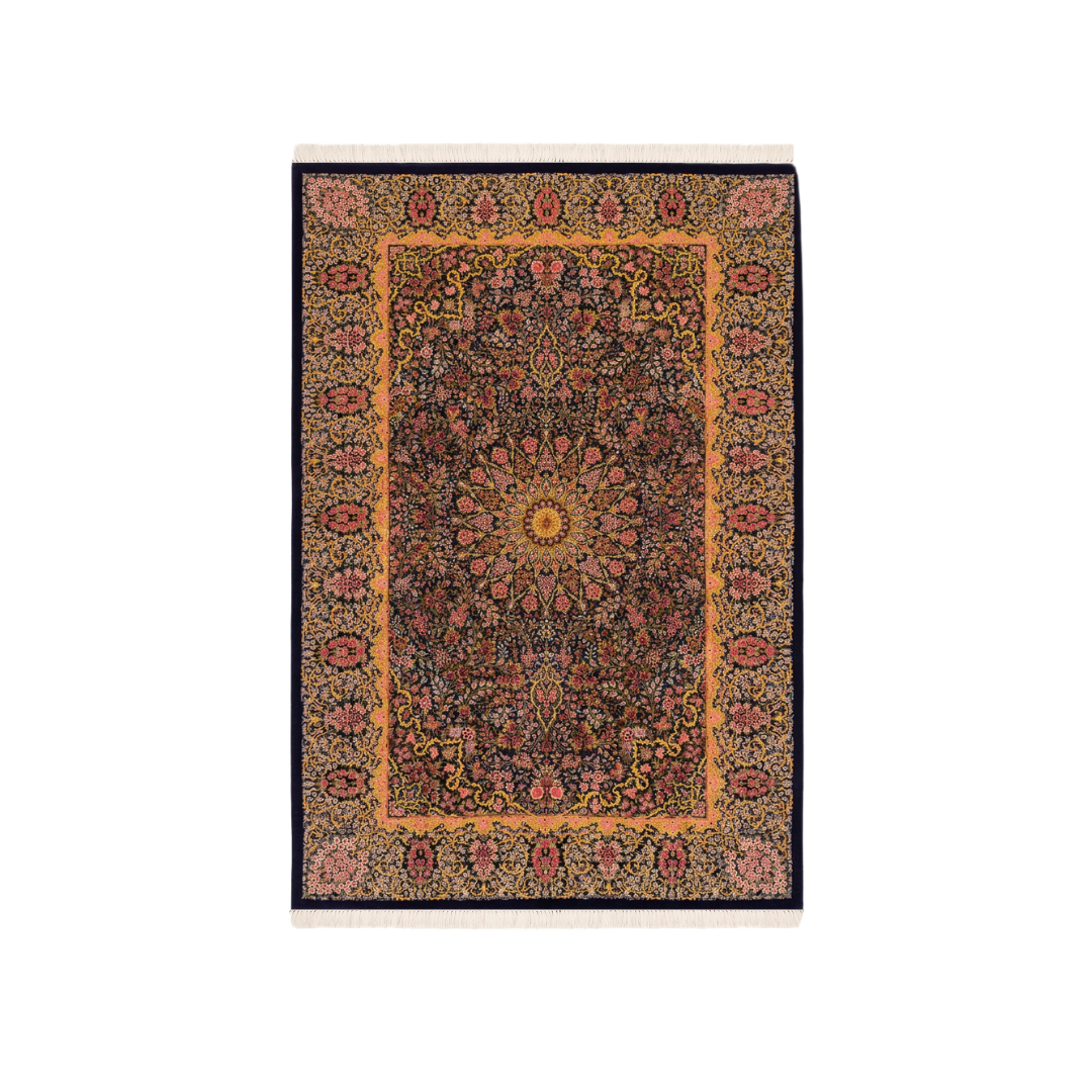 Daste Goli Persian handmade silk rug in Blue, 250 × 154 cm