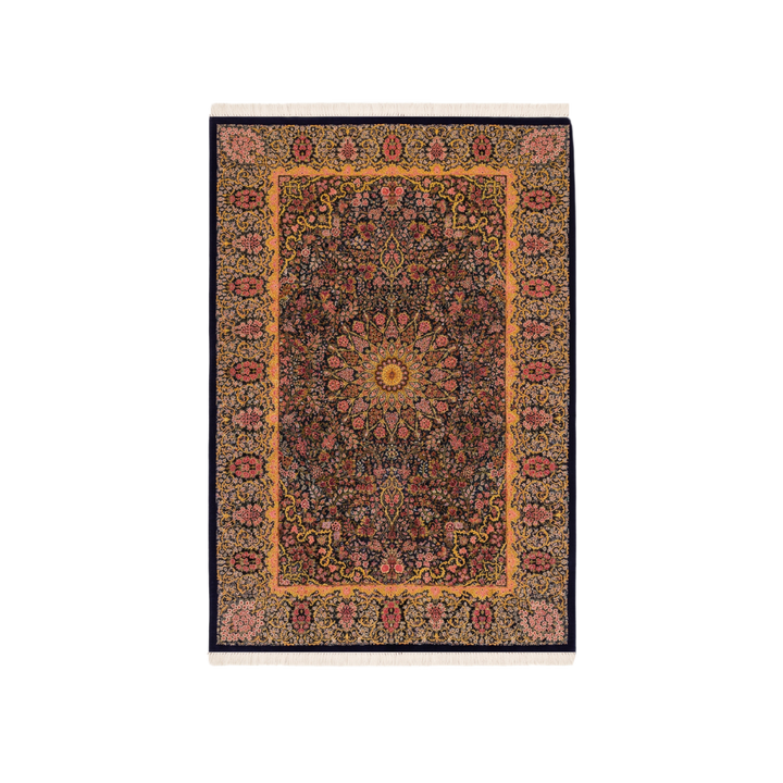 Daste Goli Persian handmade silk rug in Blue, 250 × 154 cm