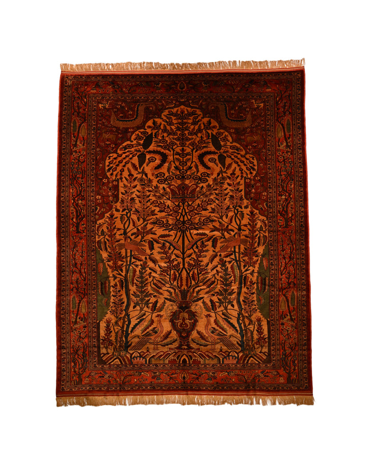 Персидский шёлковый ковёр ручной работы Turkmen, цвет: коричневый, 297 × 222 cm