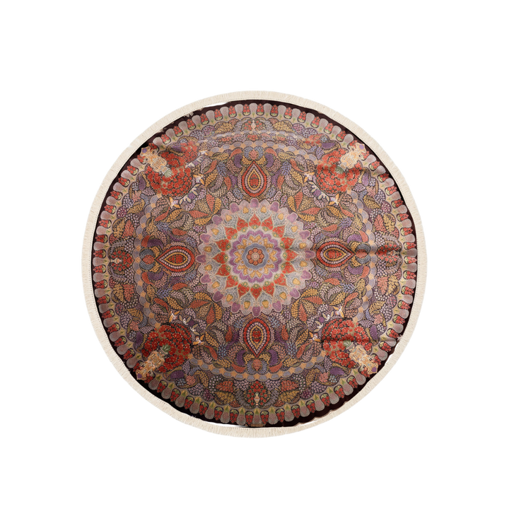 سجادة فارسية حريرية مصنوعة يدويًا Millefleurs medallion، بلون بني، 350 × 350 cm