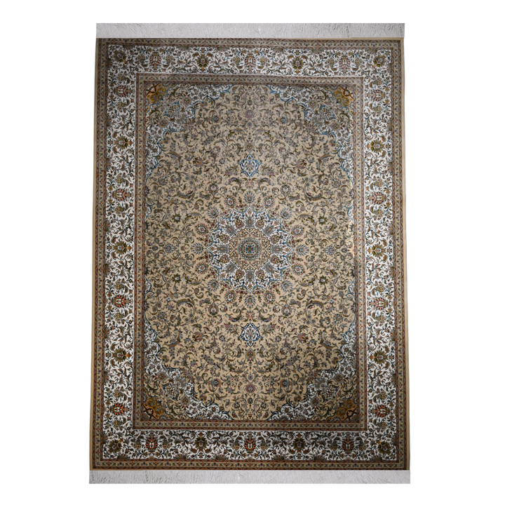 Timeless Mark machine-made Persian Silk rug in Beige, 350 × 250 cm