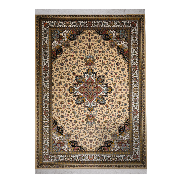 Pure Heritage machine-made Persian Silk rug in Cream, 350 × 250 cm