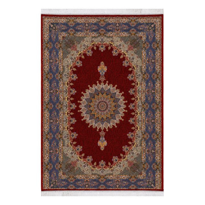 Petal Flow machine-made Persian Silk rug in Brick Red, 300 × 200 cm