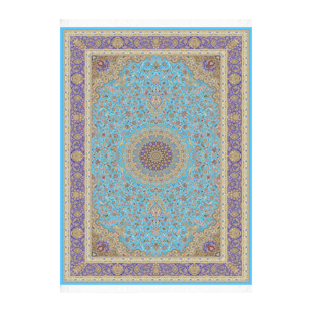 Royal Gazelle machine-made Persian Silk rug in Turquoise, 470 × 400 cm