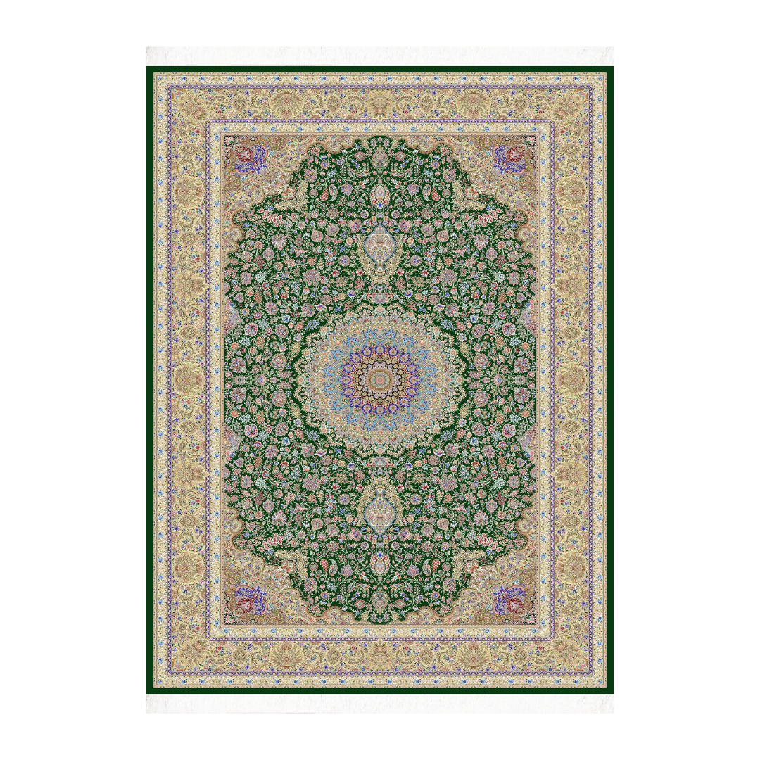 Royal Gazelle machine-made Persian Silk rug in Green, 450 × 390 cm