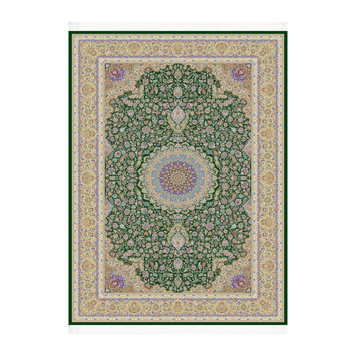 Персидский шёлковый ковёр машинного производства Royal Gazelle, цвет: зелёный, 450 × 390 cm