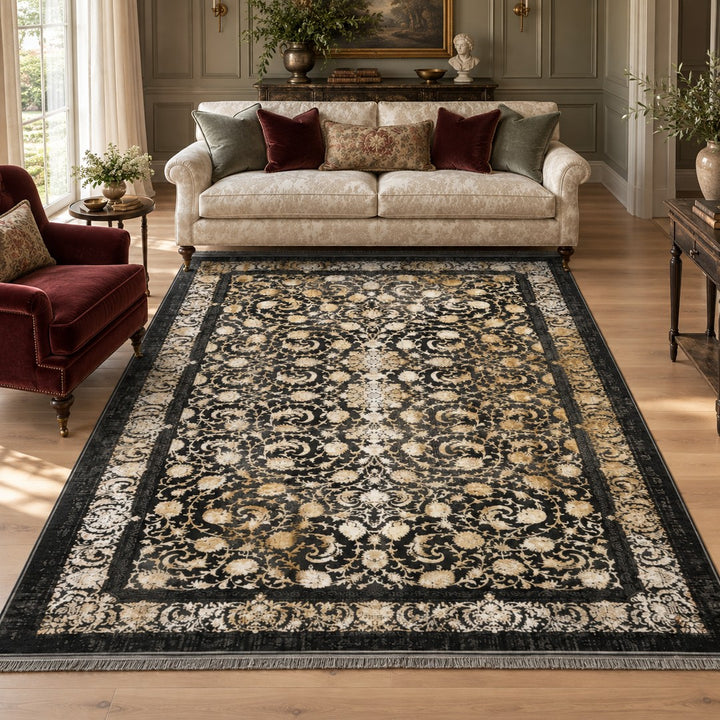 AI-generated interior visualization — 12RD043-0010 — rug 400 x 300 cm; illustrative staging.