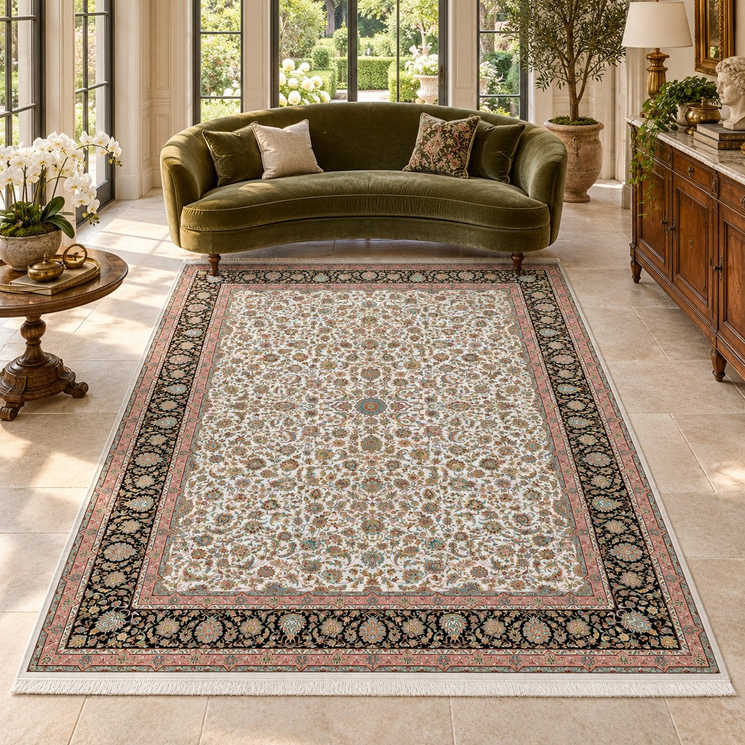 AI-generated interior visualization — 12RD043-0011 — rug 300 x 200 cm; illustrative staging.