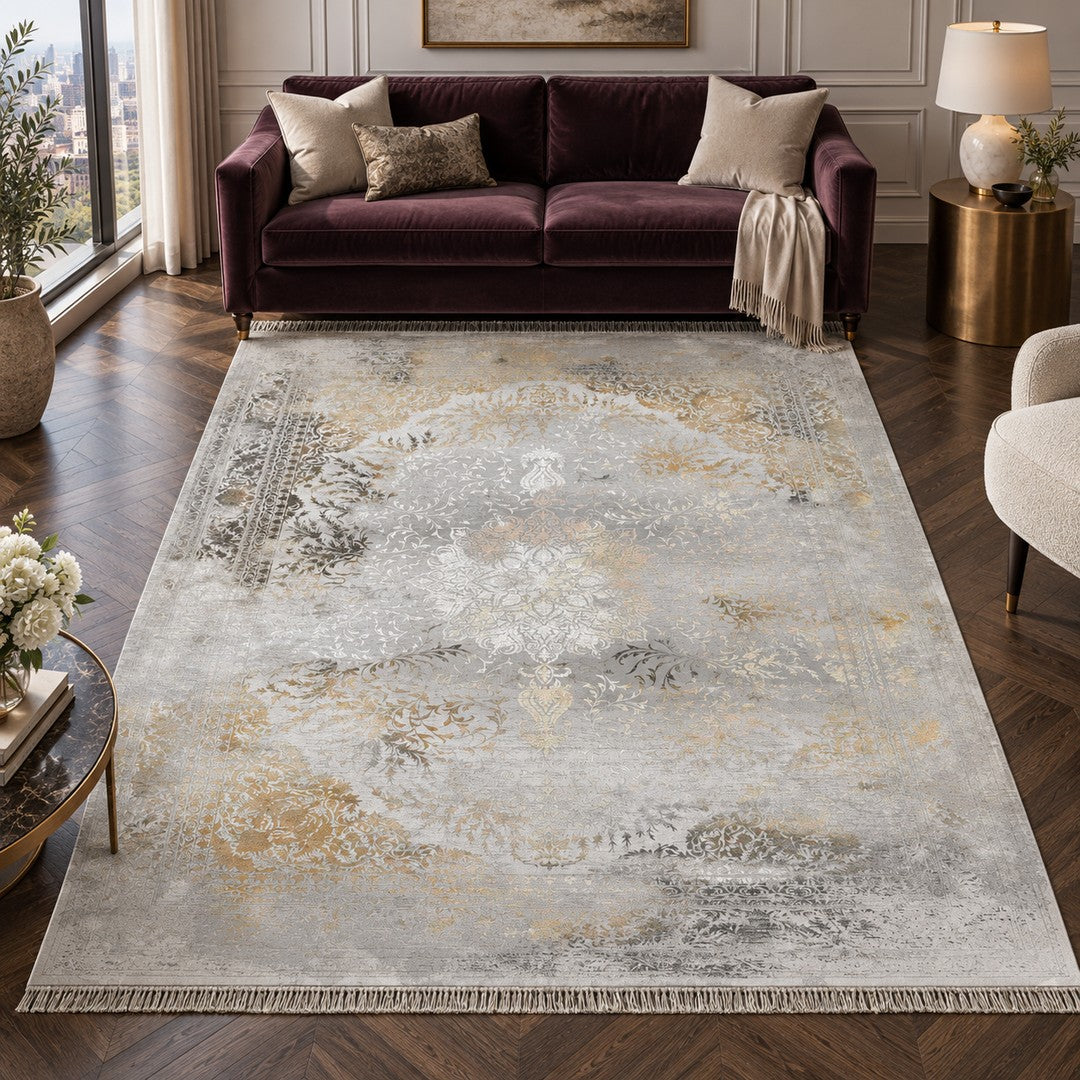 AI-generated interior visualization — 12RD064-0003 — rug 300 x 200 cm; illustrative staging.