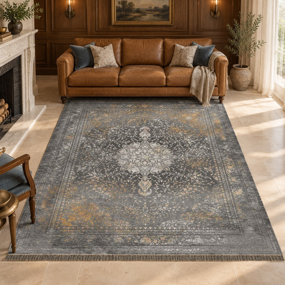 AI-generated interior visualization — 12RD064-0005 — rug 300 x 200 cm; illustrative staging.