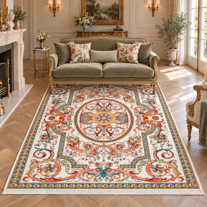 AI-generated interior visualization — 12RD118-0066 — rug 300 x 200 cm; illustrative staging.