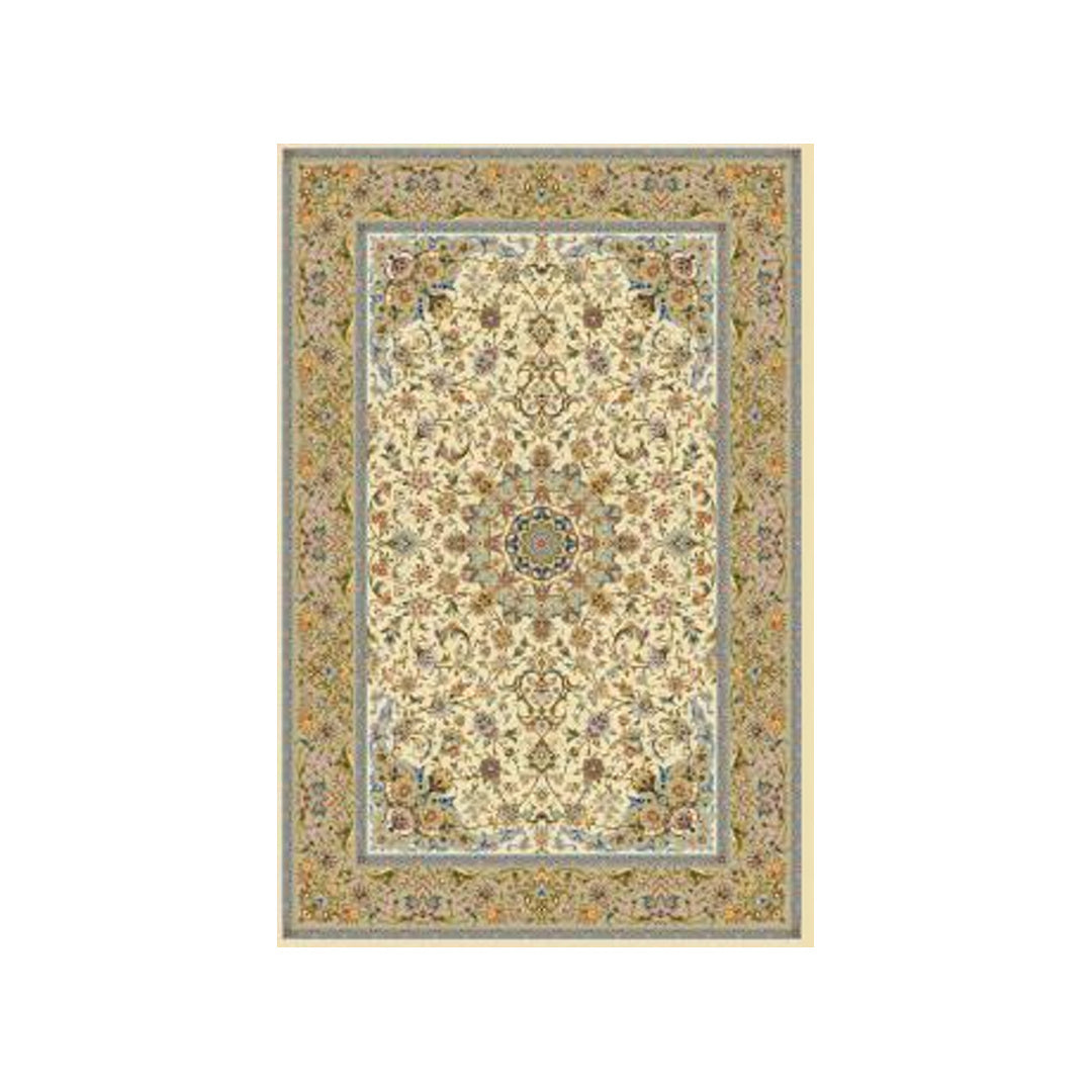 Silk Rug - Basil Bloom on white background