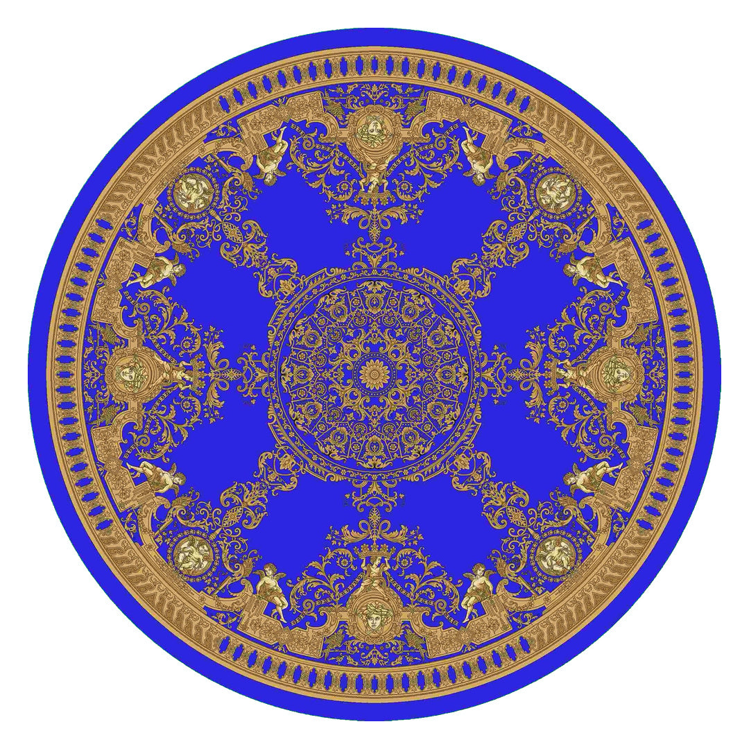 Silk Rug - Celestial Icon - Cobalt Blue - 150 x 150 cm on white background