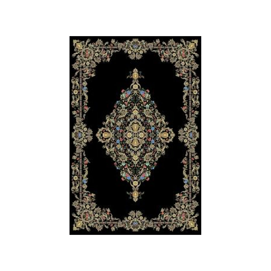 Silk Rug - Divine Messenger - Black - 300 x 200 cm on white background