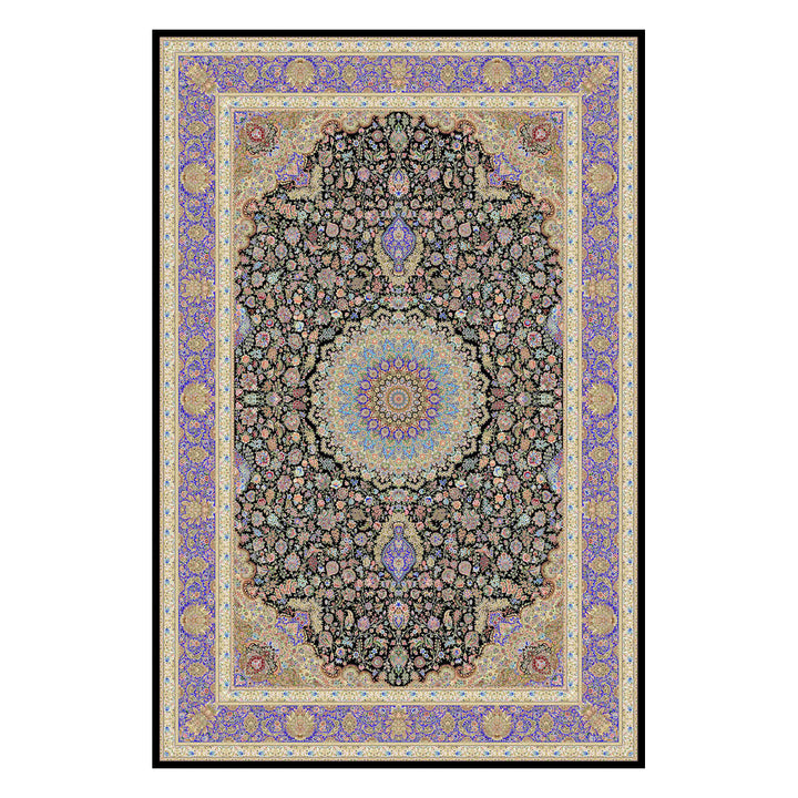 Silk Rug - Royal Gazelle - Black on white background