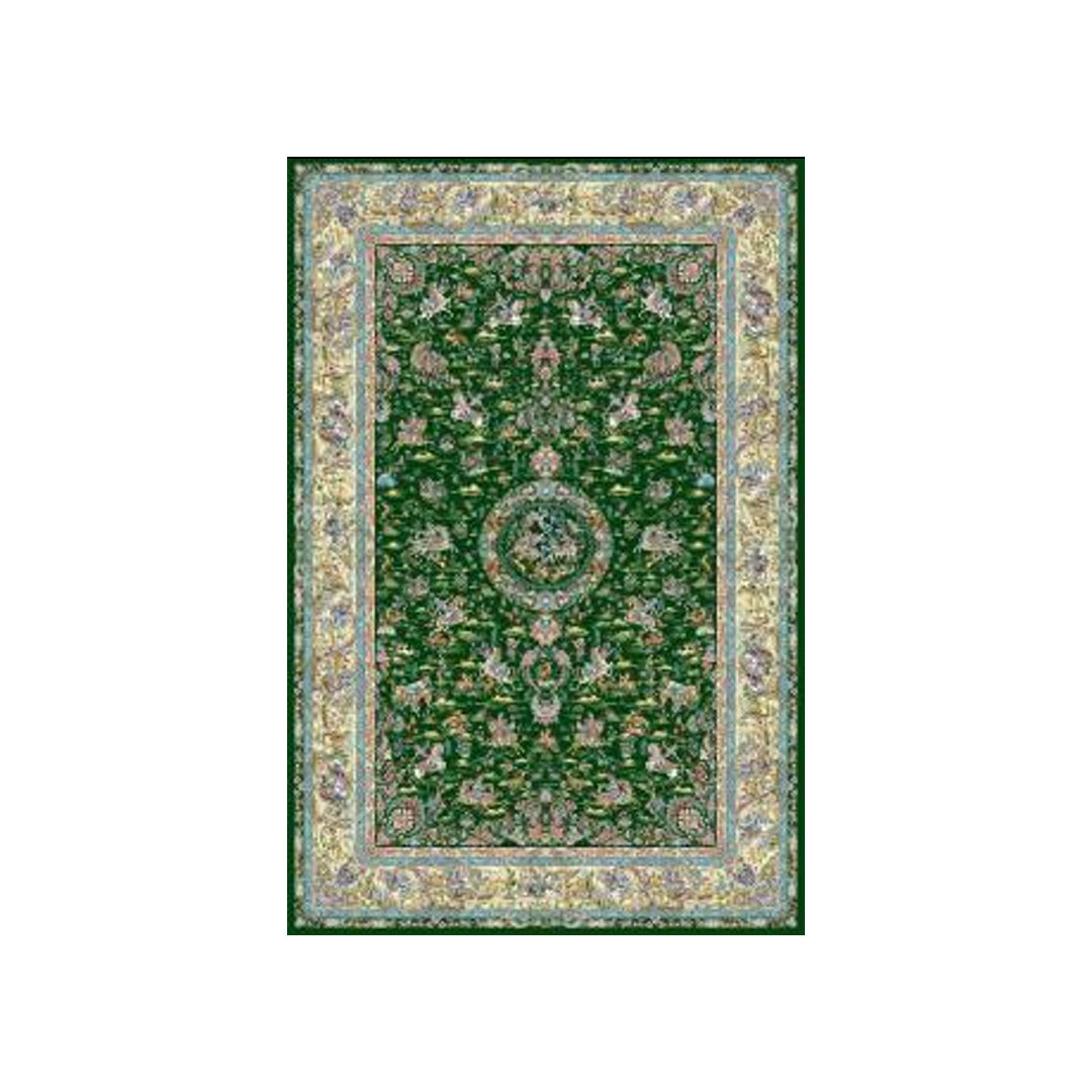 Silk Rug - Royal Hunt - Dark Green - 300 x 200 cm on white background