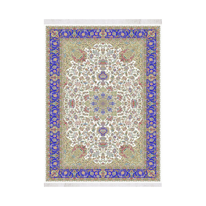 Silk Rug - Royal Medallion - Persian Blue - 350 x 250 cm on white background