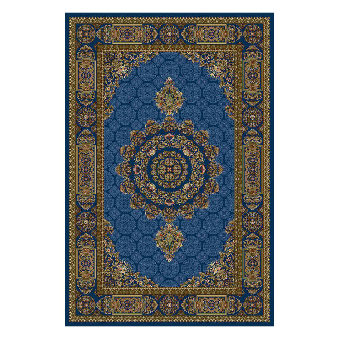 Silk Rug - Silent Axis - Navy Blue - 300 x 200 cm on white background