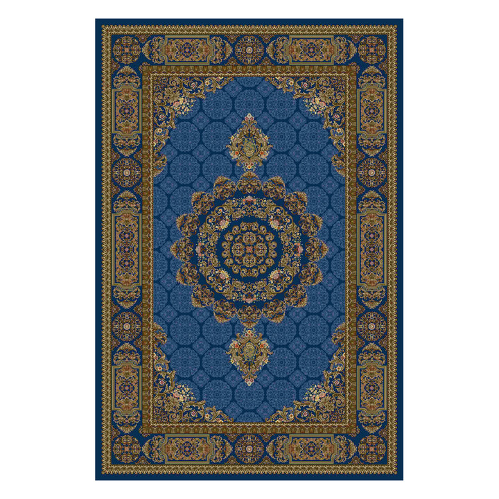 Silk Rug - Silent Axis - Navy Blue - 300 x 200 cm on white background