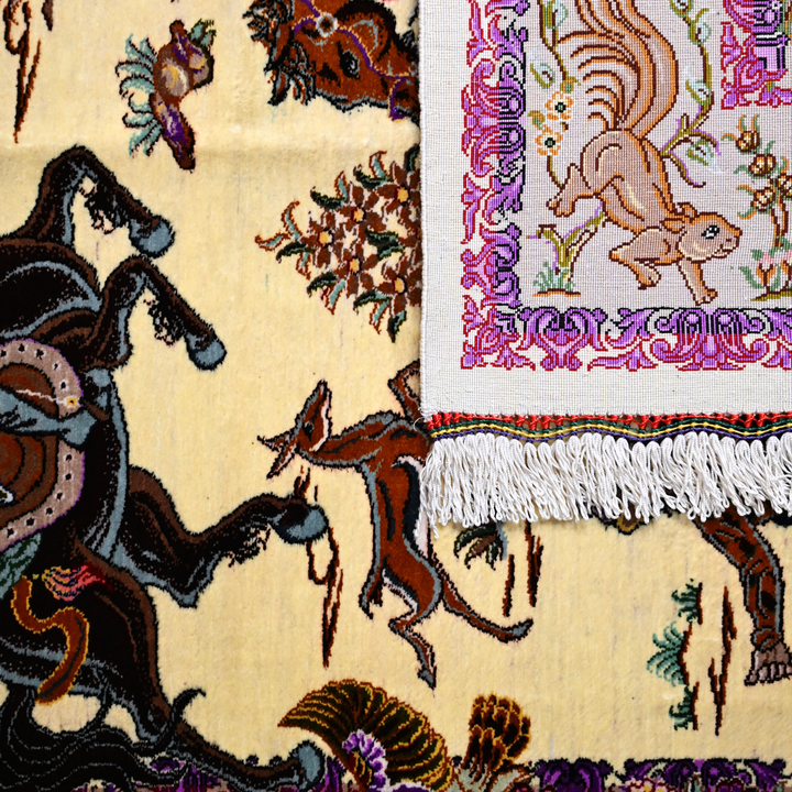 Hunting Persian handmade rug