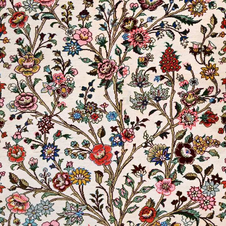 Life Tree Persian handmade silk rug in Beige, 151 × 98 cm