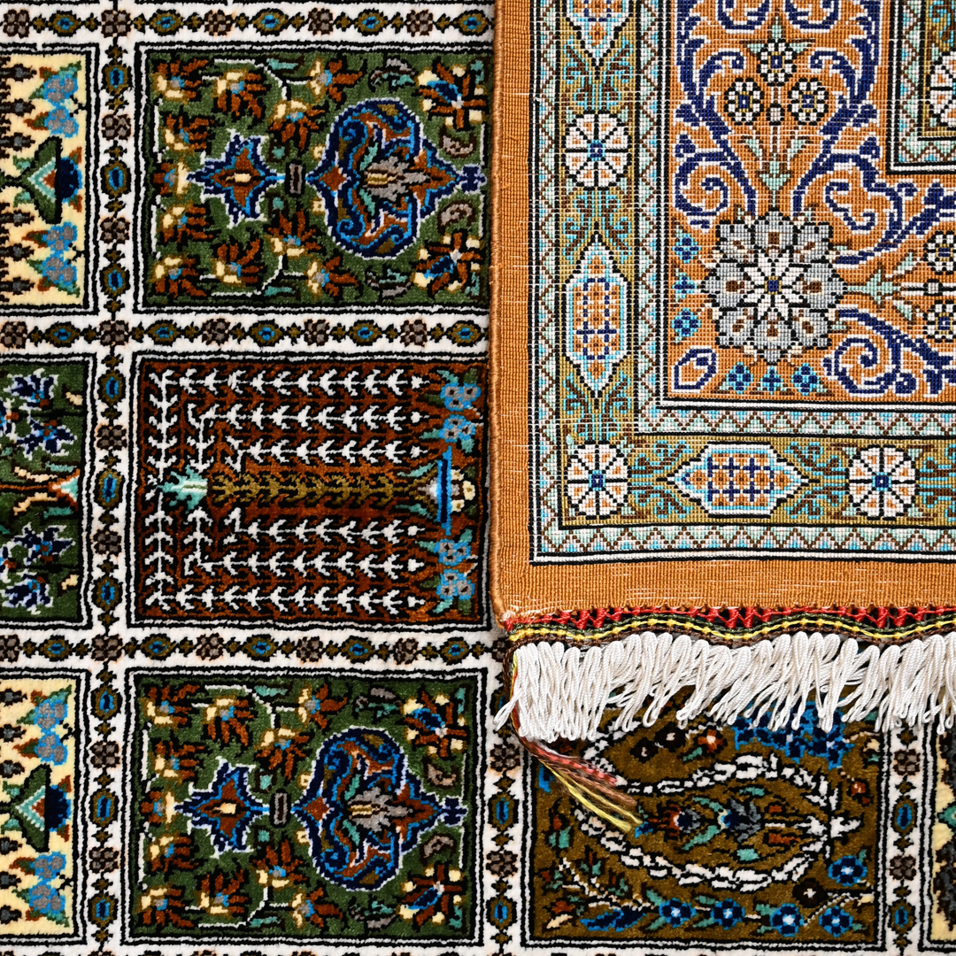 Kheshti Persian handmade silk rug in Brown, 119 × 78 cm
