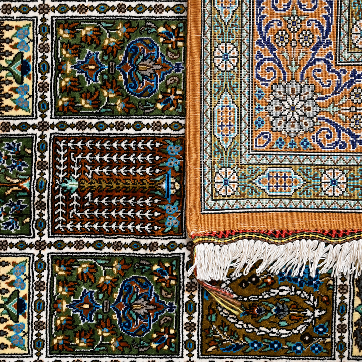 Kheshti Persian handmade silk rug in Brown, 119 × 78 cm