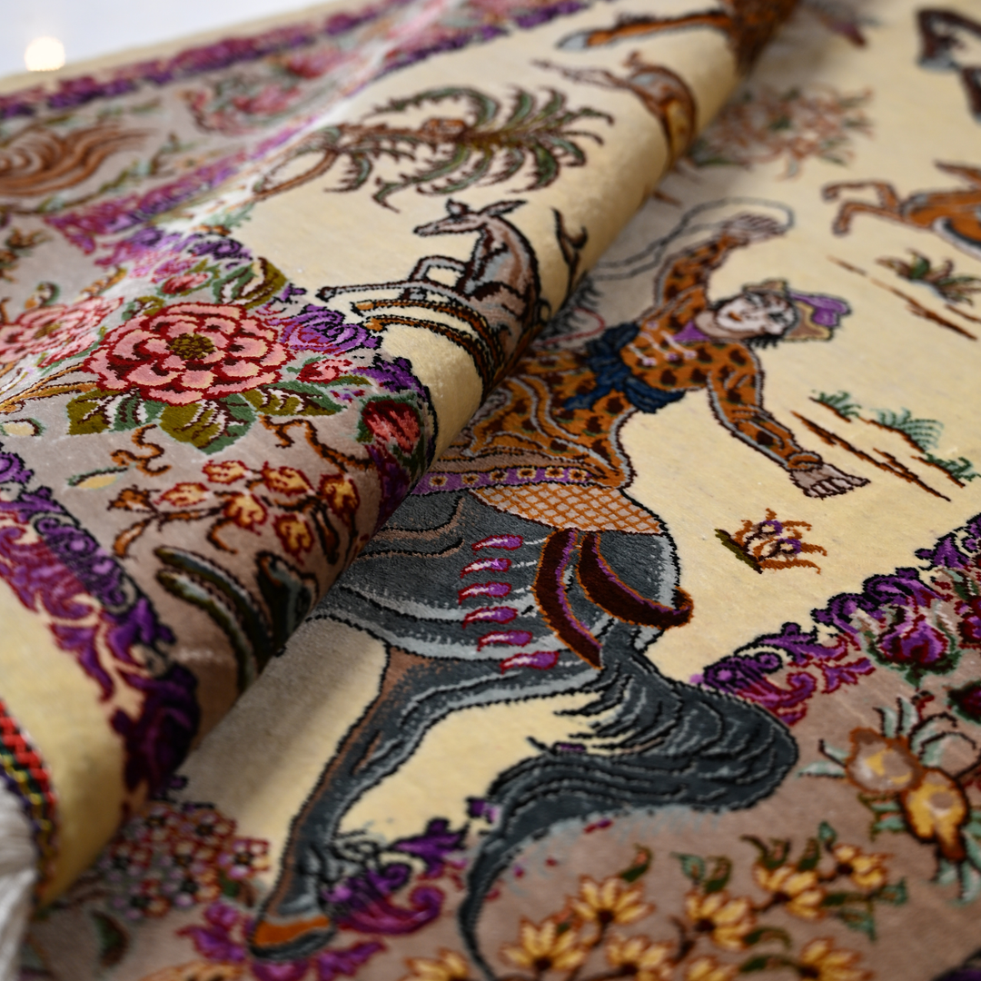 Hunting Persian handmade rug