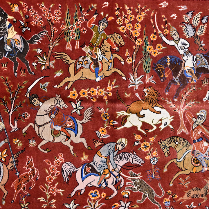 Hunting Persian handmade rug