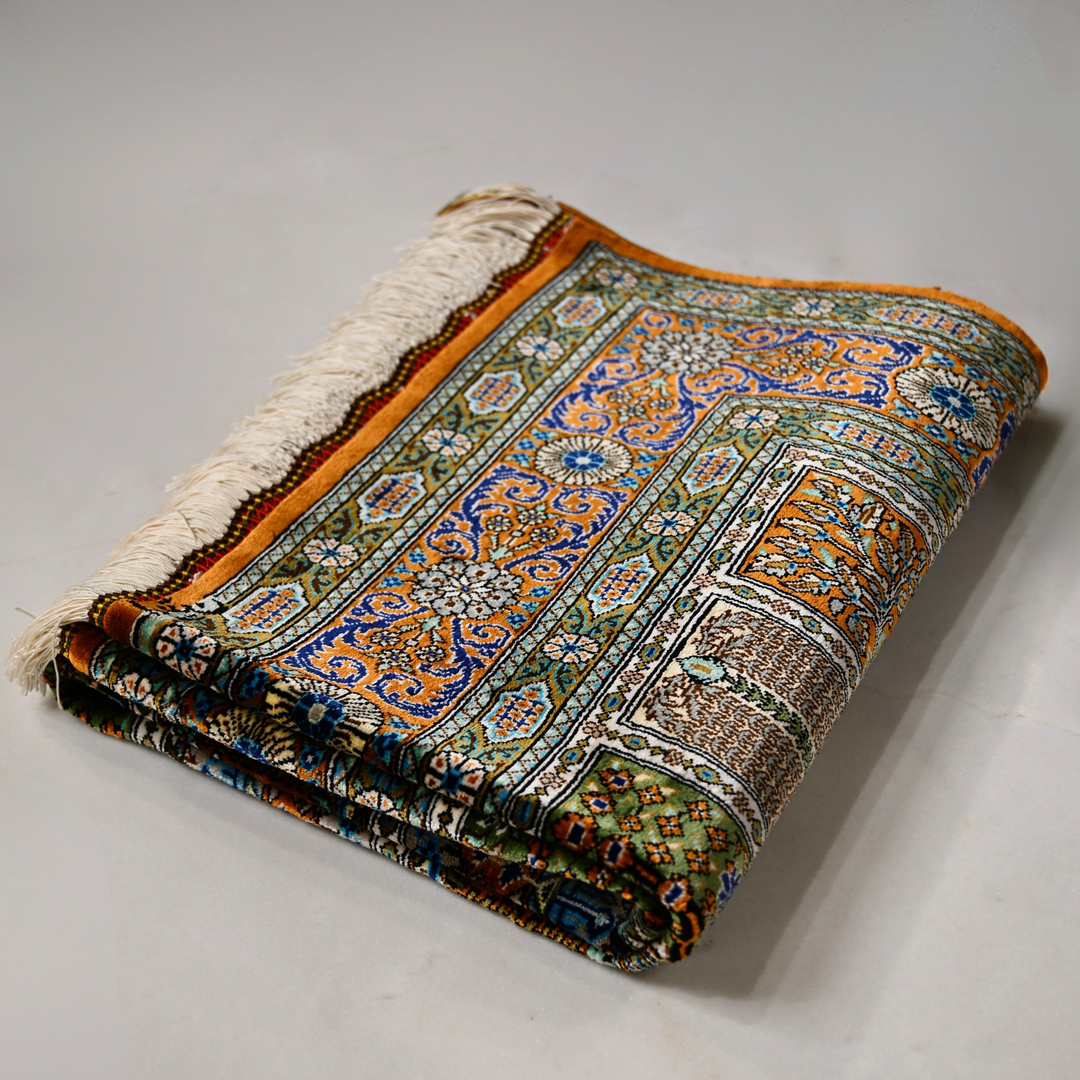 Kheshti Persian handmade silk rug in Brown, 119 × 78 cm