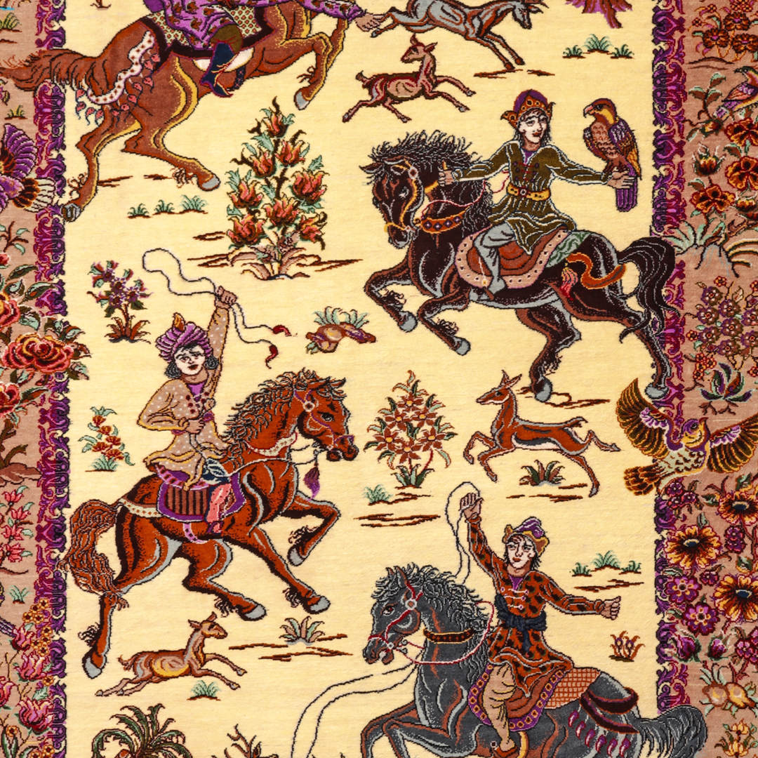 Hunting Persian handmade rug