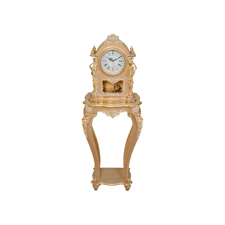 Royal Clock with Stand – Gold, full front view on a white background