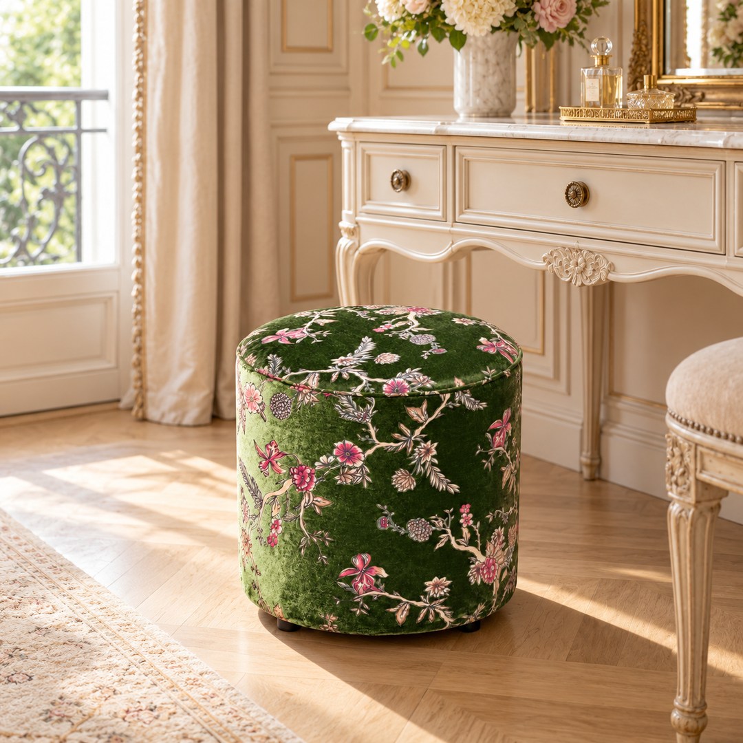 AI-generated interior visualization of AC-1046, Diameter 34 cm x height 40 cm (Green variant only). Styling illustration; see original product photograph for exact details.