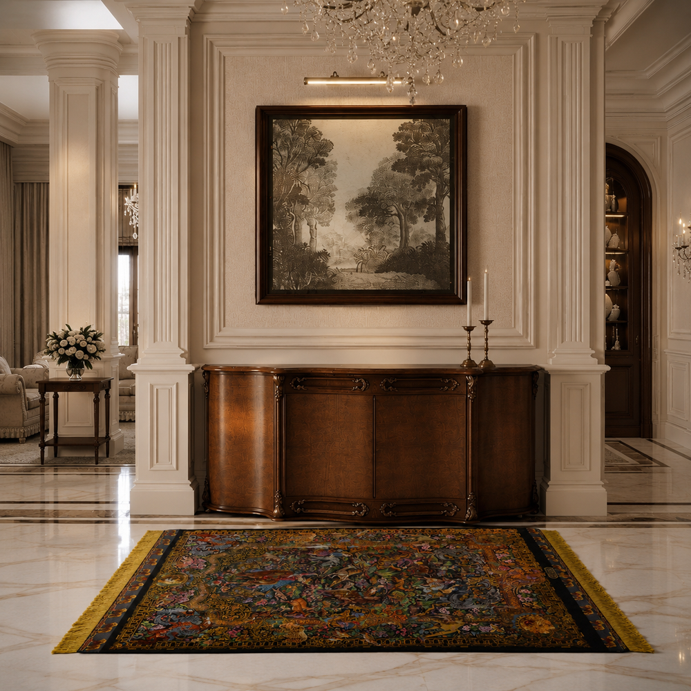 Hunting Persian handmade rug