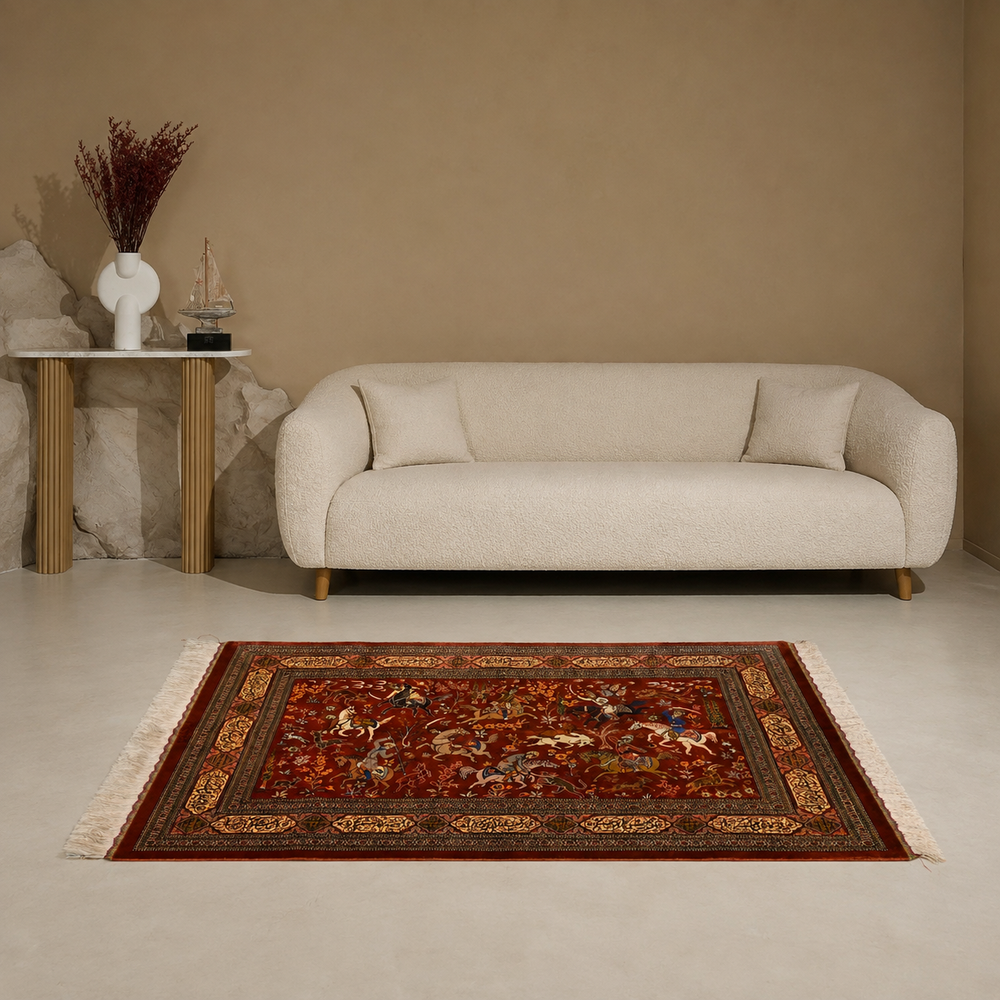 Hunting Persian handmade rug