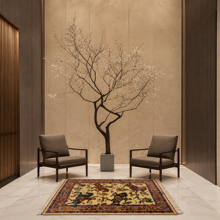 Hunting Persian handmade rug