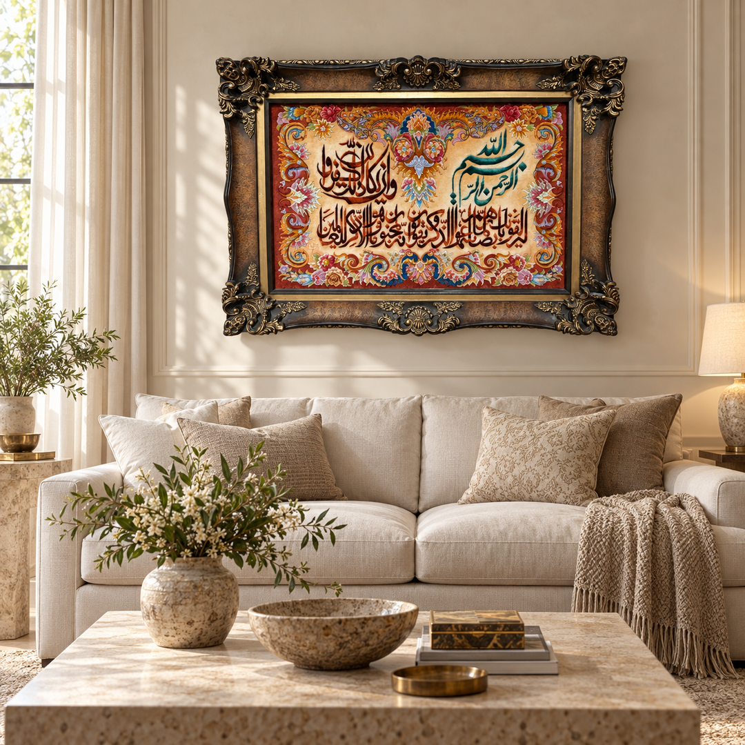 MW-1041: AI-styled interior with the artwork in a cream and beige room. Refer to the original product photograph for exact details.