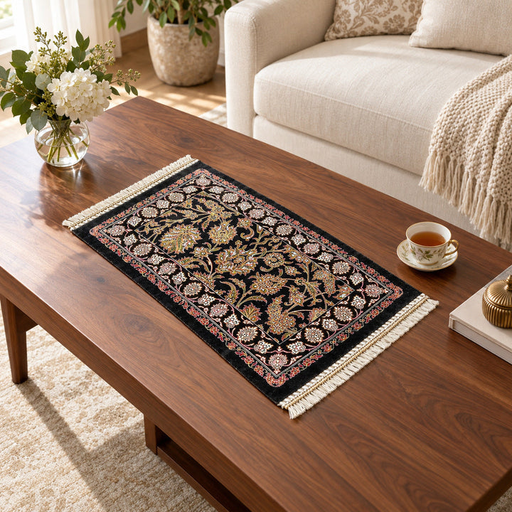 Floral Palmette 50 x 30 cm table rug - AI lifestyle illustration