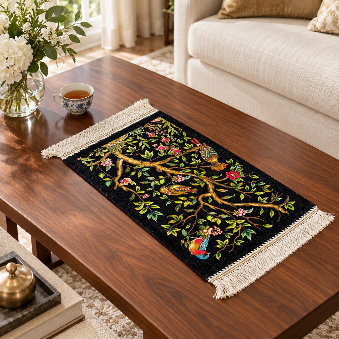 Bird Garden 50 x 30 cm table rug - AI lifestyle illustration