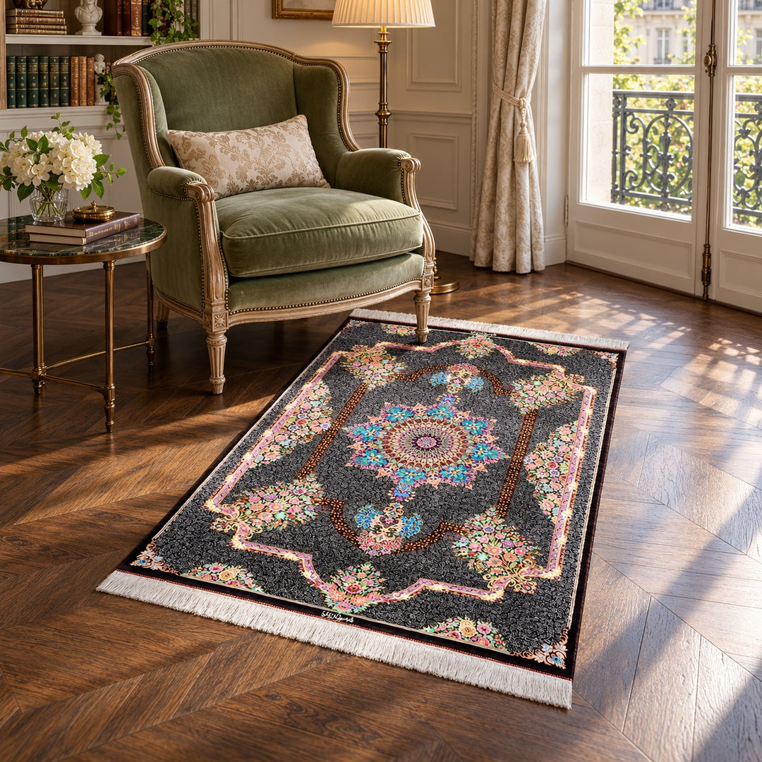 AI-generated luxury interior visualization of MW-HM-0748, 147 x 98 cm. Styling illustration; see original photograph for exact product details.