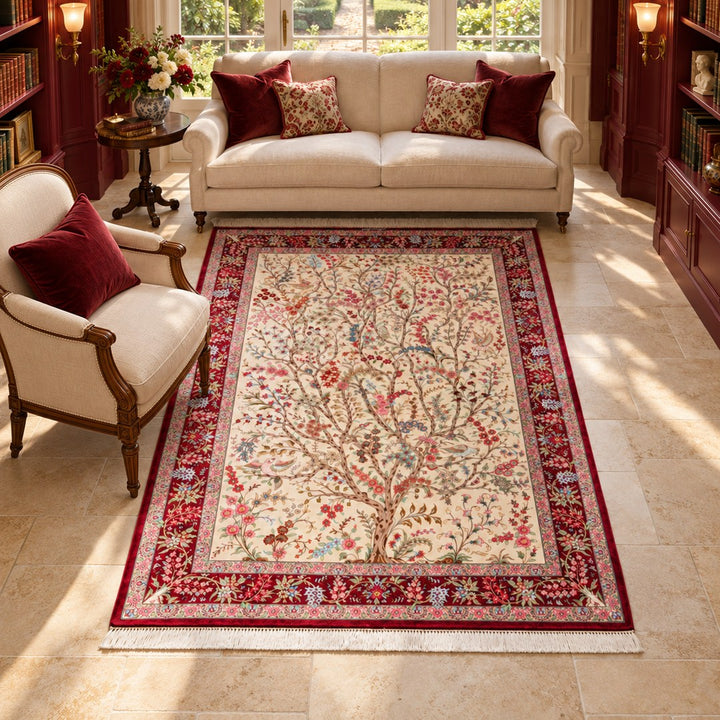 AI-generated interior visualization — MW-HM-0774, 196 × 132 cm, rectangle rug. Illustrative styling; see original product photo for exact details.