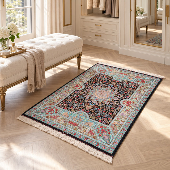 AI-generated luxury interior visualization of MW-HM-0807, 149 x 99 cm. Styling illustration; see original photograph for exact product details.