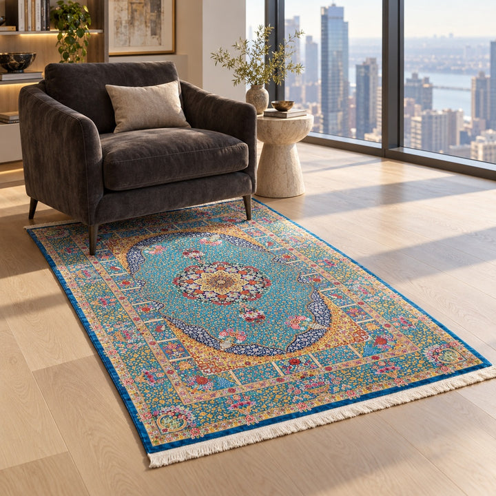 AI-generated luxury interior visualization of MW-HM-0821, 197 x 133 cm. Styling illustration; see original photograph for exact product details.