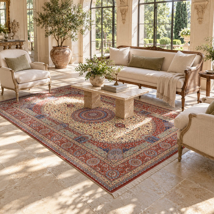 AI-generated luxury classic interior visualization of MW-HM-0918, 302 x 198 cm. Styling illustration; see original photograph for exact product details.