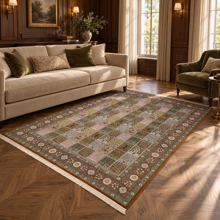 AI-generated luxury classic interior visualization of MW-HM-0923, 290 x 195 cm. Styling illustration; see original photograph for exact product details.