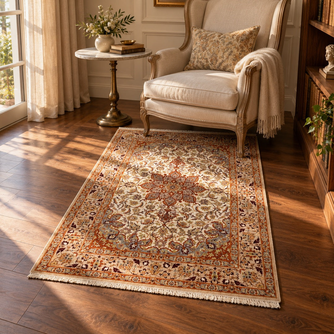 AI-generated luxury classic interior visualization of MW-HM-0961, 182 x 107 cm. Styling illustration; see original photograph for exact product details.