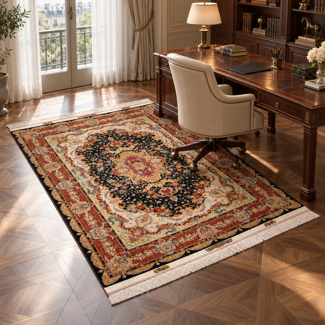 AI-generated luxury classic interior visualization of MW-HM-0965, 237 x157 cm. Styling illustration; see original photograph for exact product details.