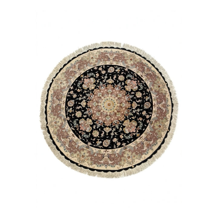 Handmade silk rug, medallion, black – MW-HM-1043