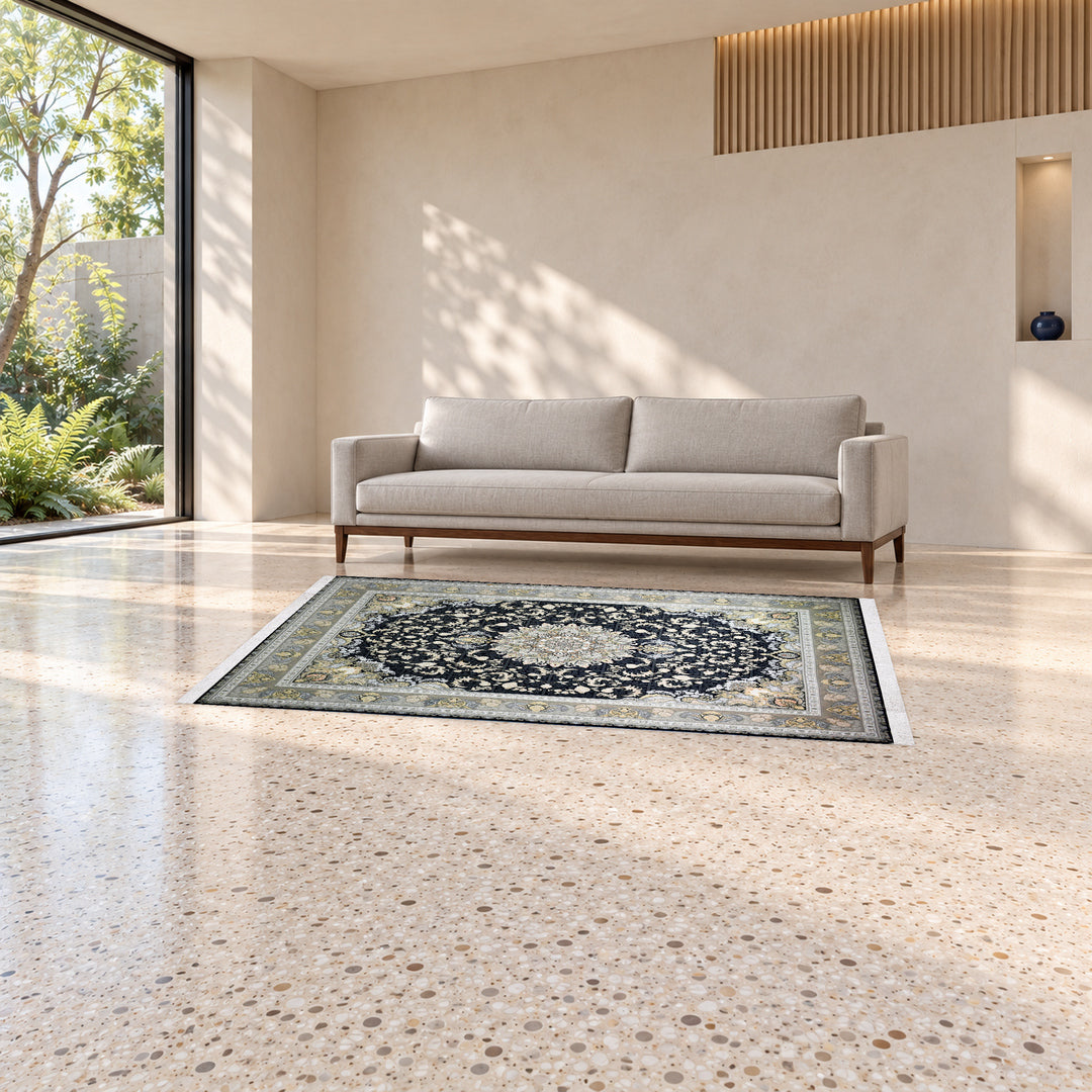 Classic Carpet - Northern Star: original rug image digitally staged in a distinct contemporary home; nominal 225 × 150 cm